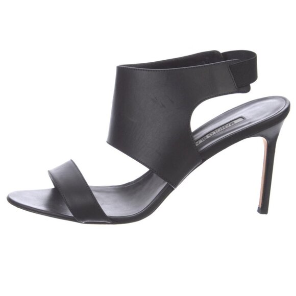 Manolo Blahnik Black Leather Slingback Sandals - Picture 1 of 14
